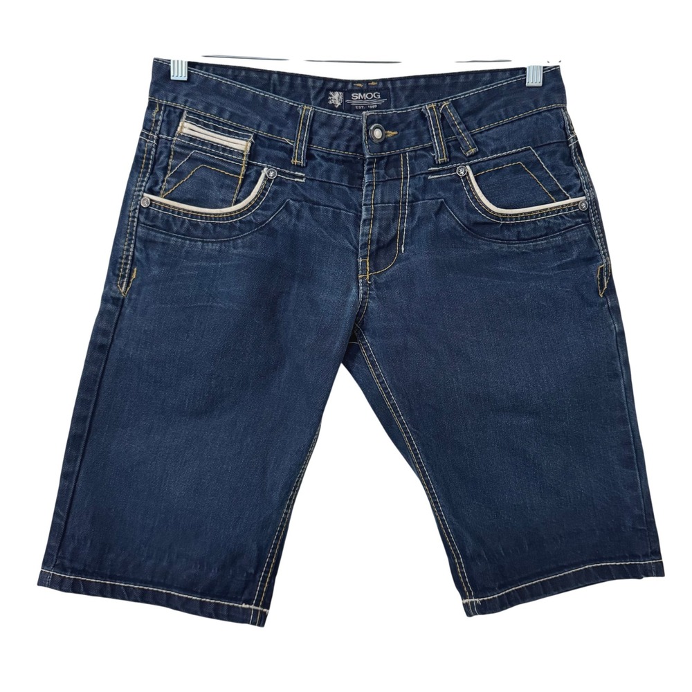 SMOG‎ Jorts Medium Dark Wash Y2K Contrasting Detail Casual
